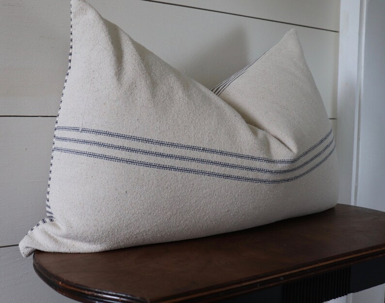 Grain Sack Lumbar Pillow Cover Farmhouse Lumbar Pillow Cover Etsy