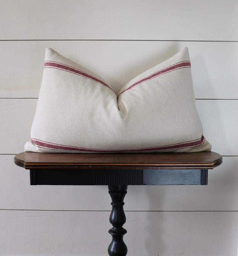 Grain Sack Lumbar Pillow Cover Farmhouse Pillow Cover Etsy