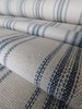 Feed Sack Fabric By The Yard | Farmhouse Fabric | Blue 12 Stripe | Beige Background | 54' Wide | Upholstery Weight 