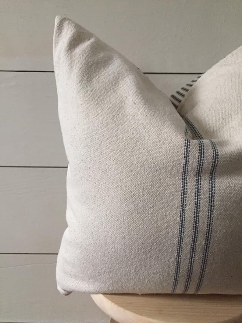 Grain Sack & Ticking Pillow Cover Farmhouse Stripe Pillow Etsy