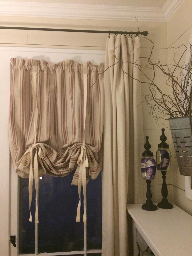Grain Sack Roman Shade Farmhouse Curtain Country Curtain Etsy