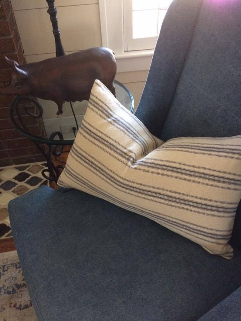 Grain Sack Lumbar Pillow Cover Farmhouse Lumbar Pillow Cover Etsy