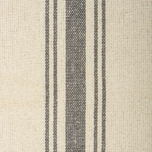 Grain Sack Fabric By The Yard  | Feed Sack Fabric | Farmhouse Fabric | Gray 5 Stripe | Beige Background | 54" Wide | Upholstery Weight