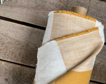 NEW! Yellow Buffalo Check Fabric | 54” wide | Checkered Fabric | Farmhouse Check Fabric | Mustard Yellow and Cream | 4.5" Squares