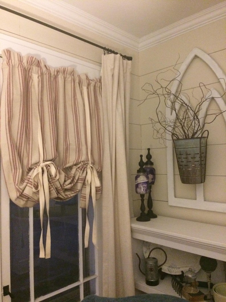 Grain Sack Roman Shade Farmhouse Curtain Country Image 0