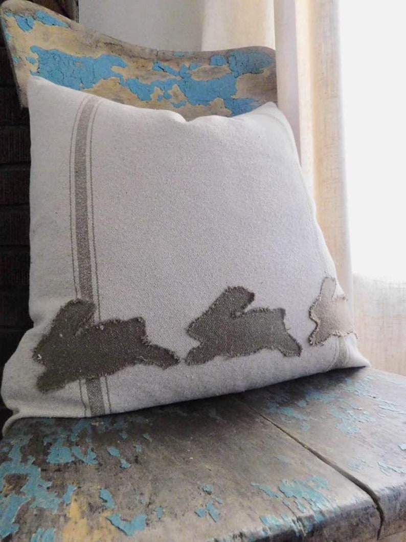 Bunny Grain Sack Pillow Cover 20x20 Tan Stripe Etsy