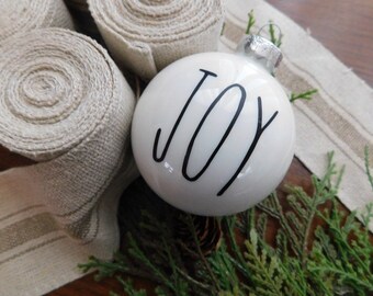 Joy Ornament | Farmhouse Ornament | Rae Dunn Inspired | Text Ornament