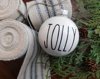 Jolly Ornament | Farmhouse Ornament | Rae Dunn Inspired | Text Ornament