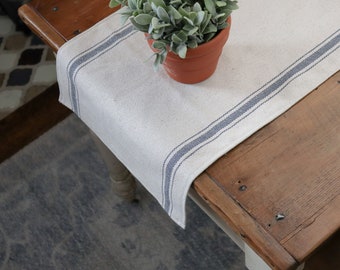 Tischläufer/Beiger Getreidesack-Stoff/Blaue Streifen/36cm-38cm breit