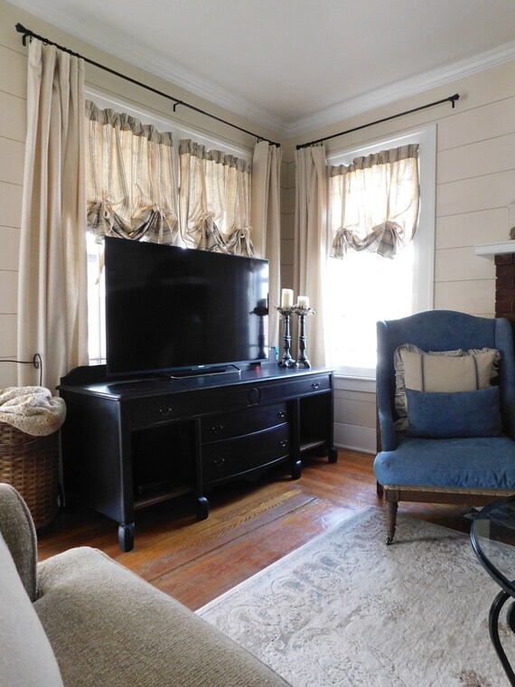 Grain Sack Roman Shade Farmhouse Curtain Country Curtain Etsy