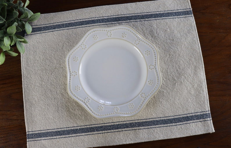 Farmhouse Placemat Grain Sack Placemat Beige Fabric Blue Etsy