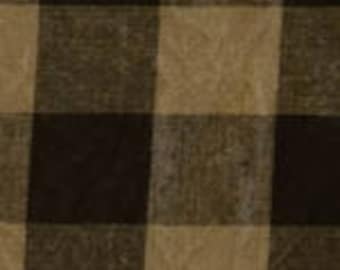 Checked Gingham Fabric | Homespun | Primitive Fabric | Country Fabric | Black & Wheat