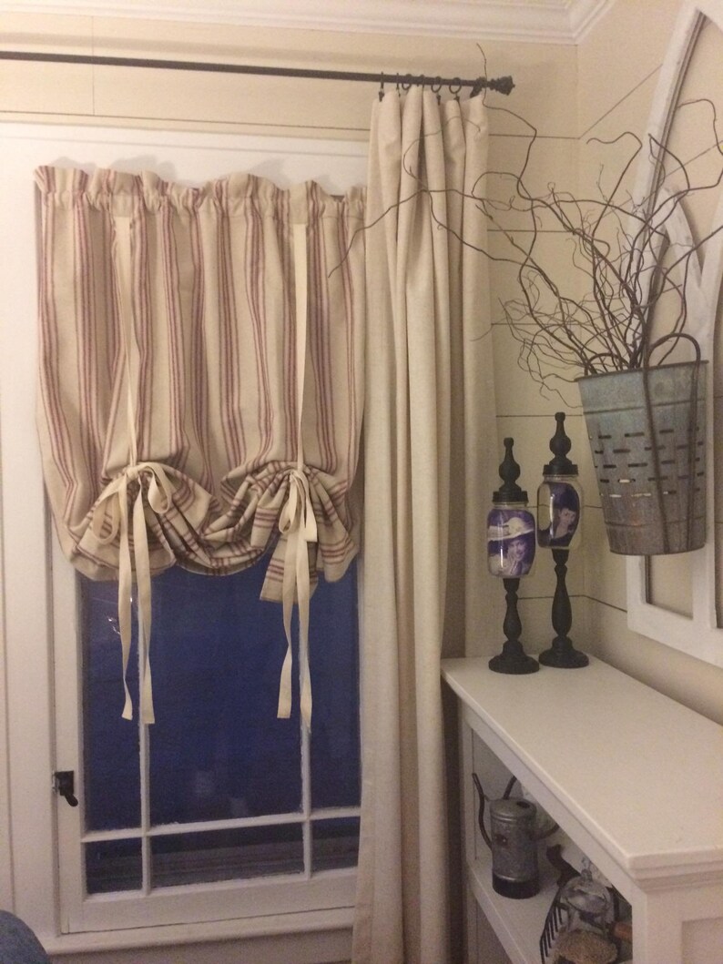 Grain Sack Roman Shade Farmhouse Curtain Country Curtain Etsy