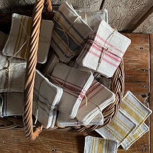 Coaster | Grain Sack Coaster | Mug Rug | Farmhouse Coaster | Fabric ...