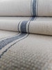 Feed Sack Fabric By The Yard | Farmhouse Fabric | Ticking Fabric | Blue 3 Stripe | Beige Background | 54' Wide | Upholstery Weight 
