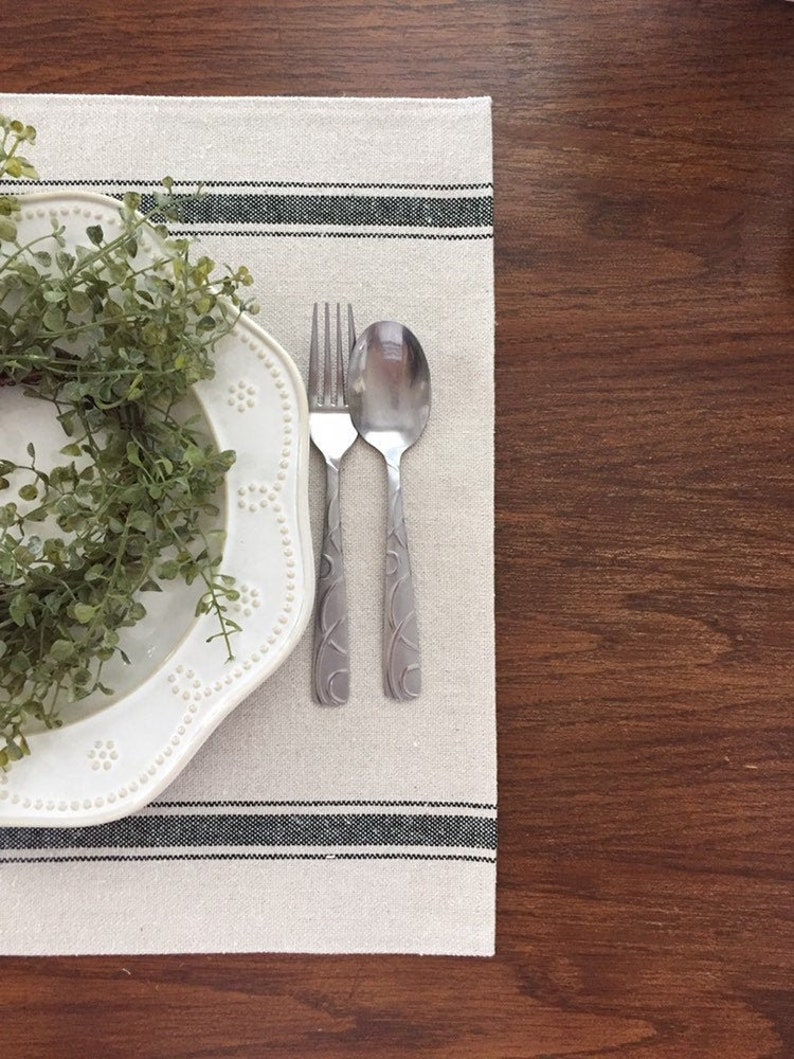NEW Black Stripe Farmhouse Placemat Grain Sack Placemat Etsy