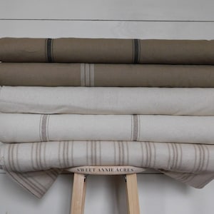 Stof voor graanzakken op maat gesneden | Boerderijtijkstof | Neutrale streep | 54" breed | Bekledingsstof | KIES JE STREEP