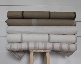 Grain Sack Fabric By The Yard | Farmhouse Ticking Fabric | Neutral Stripe | 54&quot; Wide | Upholstery Fabric | CHOOSE YOUR STRIPE