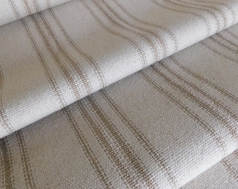 Getreidesack Stoff Meterware | Bauernstoff | Inlettstoff | Hellbraun 12 Streifen | Beige Stoff | 138 cm breit