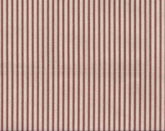 Ticking Fabric | Ivory & Burgundy | Printed Stripe | Medium Weight | 54" Wide | Item #262