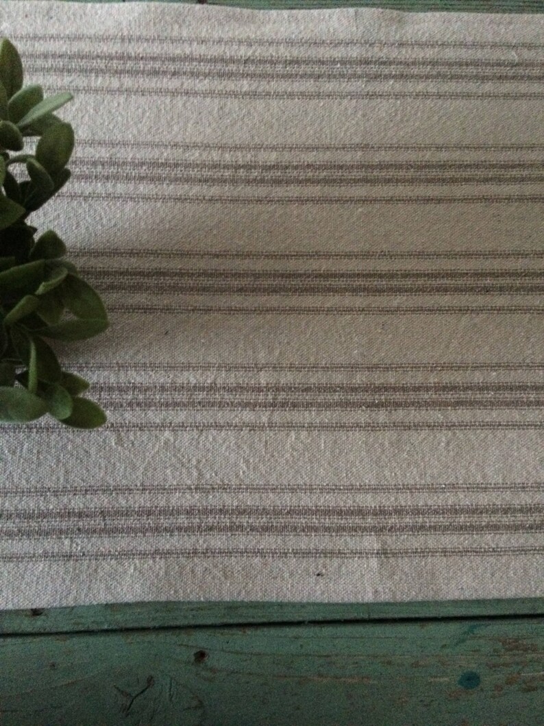 Table RunnerCream Grain Sack FabricTan StripesBeige Fabric