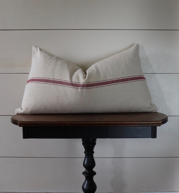 Grain Sack Lumbar Pillow Cover Farmhouse Pillow Cover Ticking