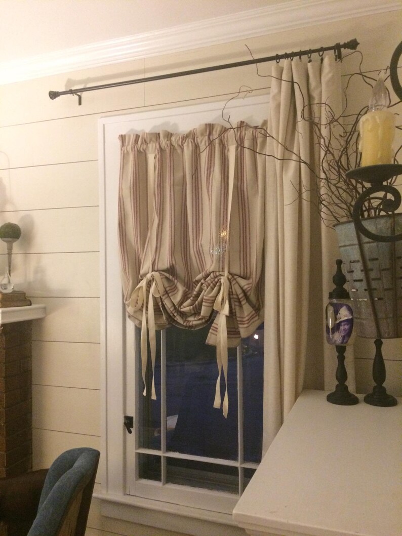 Grain Sack Roman Shade Farmhouse Curtain Country Curtain Etsy