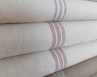 Feed Sack Fabric By The Yard | Farmhouse Fabric | Ticing Fabric | 9 Stripe Fabric | 54" Wide | Upholstery Weight | CONTINUOUS PIECE