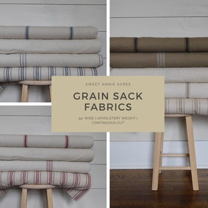 Grain Sack Fabric By The Yard | Farmhouse Fabric | Ticking Fabric | Feed Sack Fabric | Flour Sack Fabric | CHOOSE YOUR STRIPE