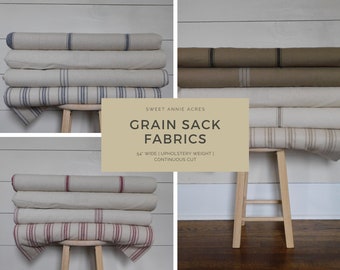 Grain Sack Fabric By The Yard | Farmhouse Fabric | Ticking Fabric | Feed Sack Fabric | Flour Sack Fabric | CHOOSE YOUR STRIPE