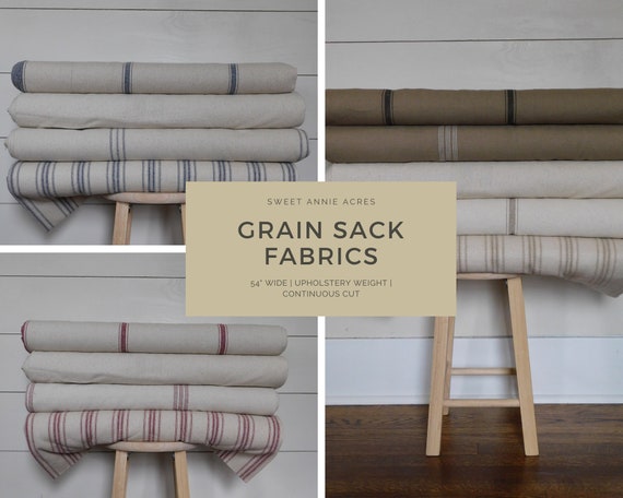 Grain Sack Fabric By The Yard Farmhouse Ticking Grain Sack Fabric By The Yard Farmhouse, Flour Sack Curtains