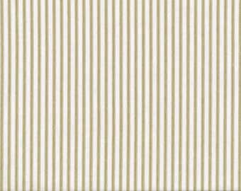 Ticking Fabric | Ivory & Olive | Printed Stripe | Medium Weight | 54" Wide | Item #262