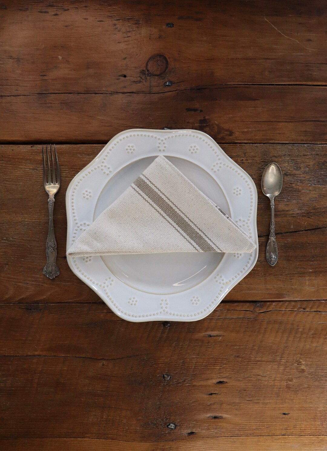 Farmhouse Napkin Grain Sack Napkin Beige Fabric Tan 3 Stripe - Etsy