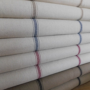 Grain Sack Fabric By The Yard | Farmhouse Fabric | Ticking Fabric | 3 Stripe Fabric | 54&quot; Wide | Upholstery Weight | CONTINUOUS PIECE