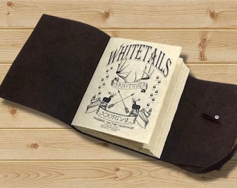 Whitetail hunting leather journal, 200 pages, Whitetail hunting leather logbook, Whitetail hunting journal, leather journal