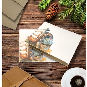 Turkey Watercolor Greeting Card Set: Unique illustration, Hand torn, Blank Cards, all occasion, Wildlife Art - Set of 12, hunting