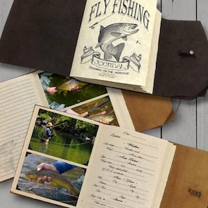 Leather Fly Fishing Journal With/photo Pages, Fly Fishing Logbook, Photo journal, Handmade, leather
