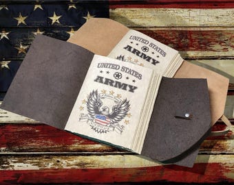 Handcrafted Leather Military Journal: 200 Page US Military Gift