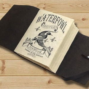 Waterfowl hunting journal, 200 pages, Waterfowl hunting leather logbook, Waterfowl hunting leather journal, leather journal