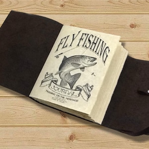 Fly fishing leather Journal, 200 pages, Fly fishing leather logbook, fly fishing journal, leather journal