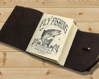 Fly fishing leather Journal, 200 pages, Fly fishing leather logbook, fly fishing journal, leather journal