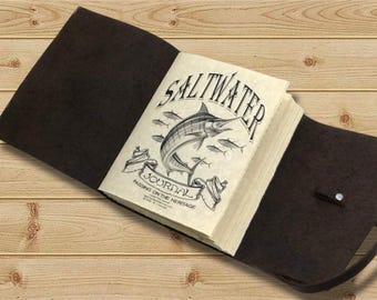 Handmade Leather Saltwater Fishing Journal, Logbook, 200 Pages