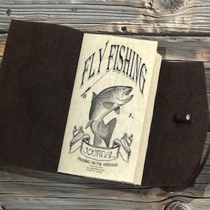 Fly fishing leather Journal, 110 pages, Fly fishing leather logbook, fly fishing journal, leather journal