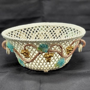 Vintage Italian Woven Micro Lattice Porcelain Bowl