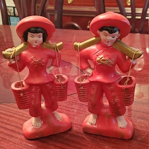 Mid Century Oriental Pair Carrying Water