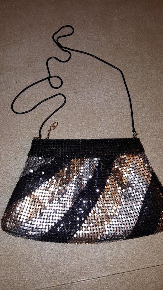 Black Silver and Gold Metal Mesh Purse - Gem