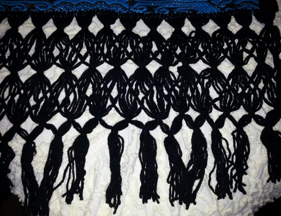 Vintage Guadalajaran Textiles Hand Loomed Shawl R… - image 4