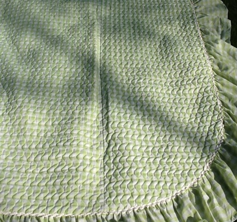 Lime Green and White Checkered Ruffled Bedspread | Etsy