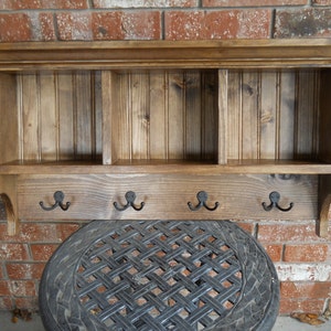 Wood Cubby Shelf: Mudroom Organizer with Hooks