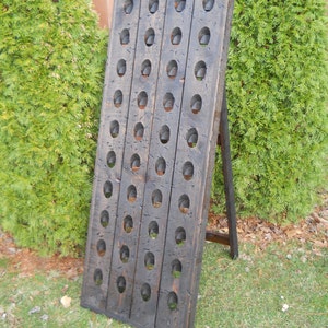 Distressed Dark Walnut Wine Rack, A-Frame French Riddling Rack, Wine Rack Storage, 40 Bottle Riddling Rack